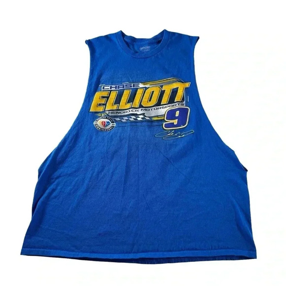 CHASE ELLIOTT #9 NASCAR CUP 75th Anniversary Cut off Sleeve TEE SHIRT Size XL - Picture 3 of 11